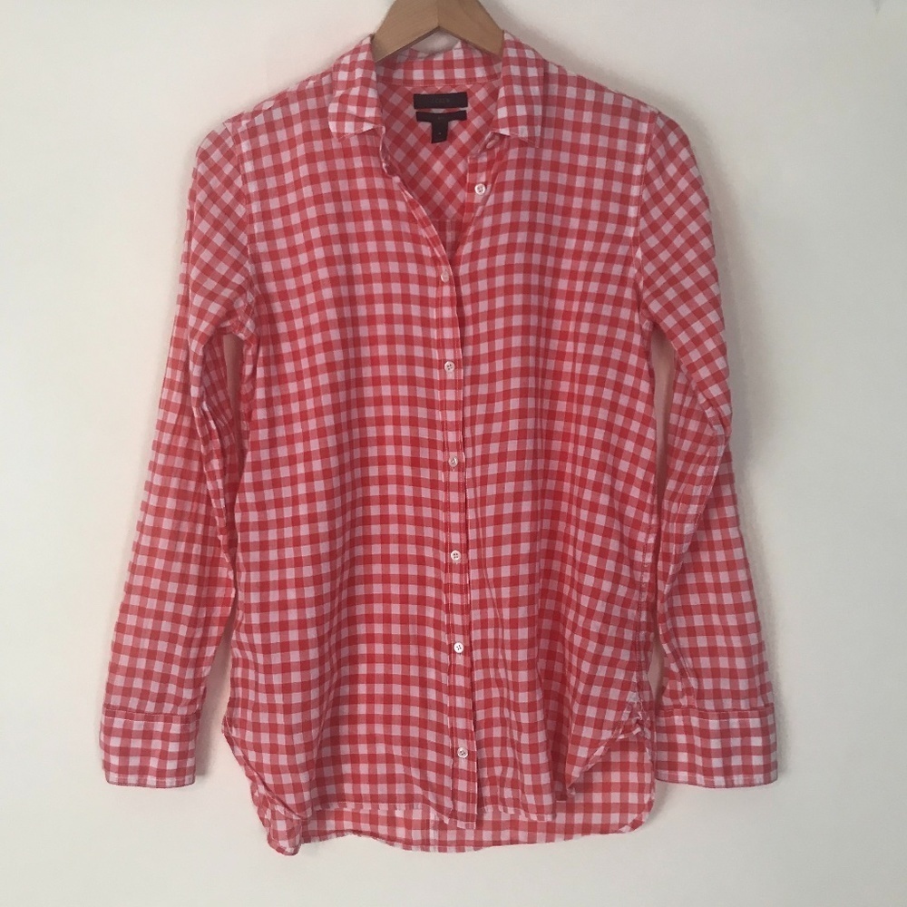 J Crew Classic-fit boy shirt in crinkle gingham 4 - Picture 4 of 9